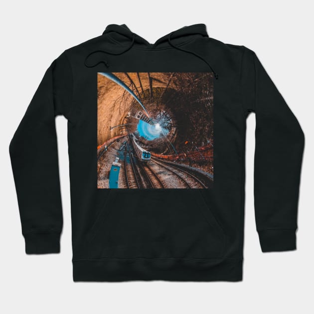 Twisted Tracks, Round World Subway Train Photograph Hoodie by love-fi